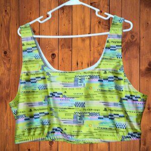 Forever 21  PlayStation PS4 Women's 3X Cropped Top Neon Yellow/Green Geometric